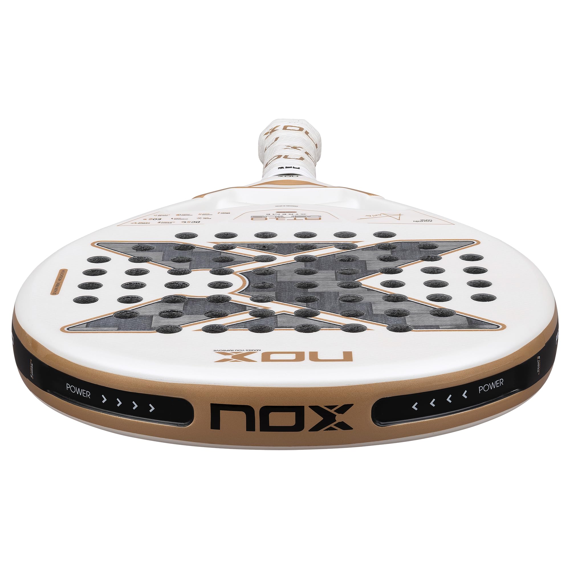 NOX Racchetta da padel AT10 Genius 12K Alum Xtrem 2026 | Agustin Tapia Teardrop Pala Padel | Sistema di bilanciamento del peso, 12K Alum Carbon Face, HR3 Black Eva | EOS Tunnel Agility, impugnatura