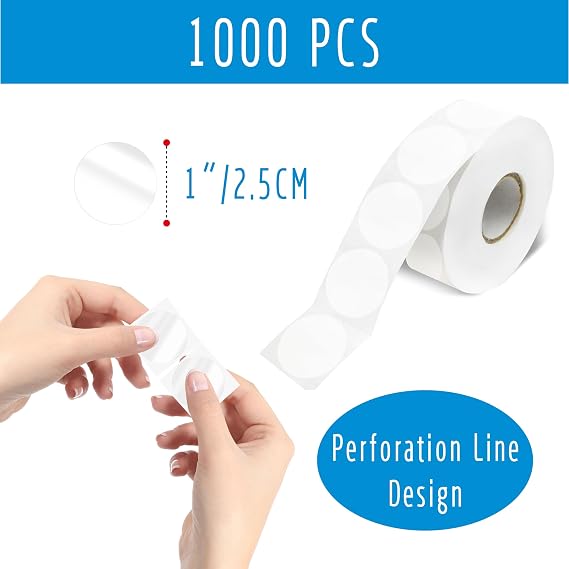 1000 PCS Round Clear Seal Stickers, Transparent Envelope Mail Wafer Seal Self Adhesive Package Circle Label Dots with Perforation Line for Envelopes, Boxes and Gift Packaging (1 in Diameter)