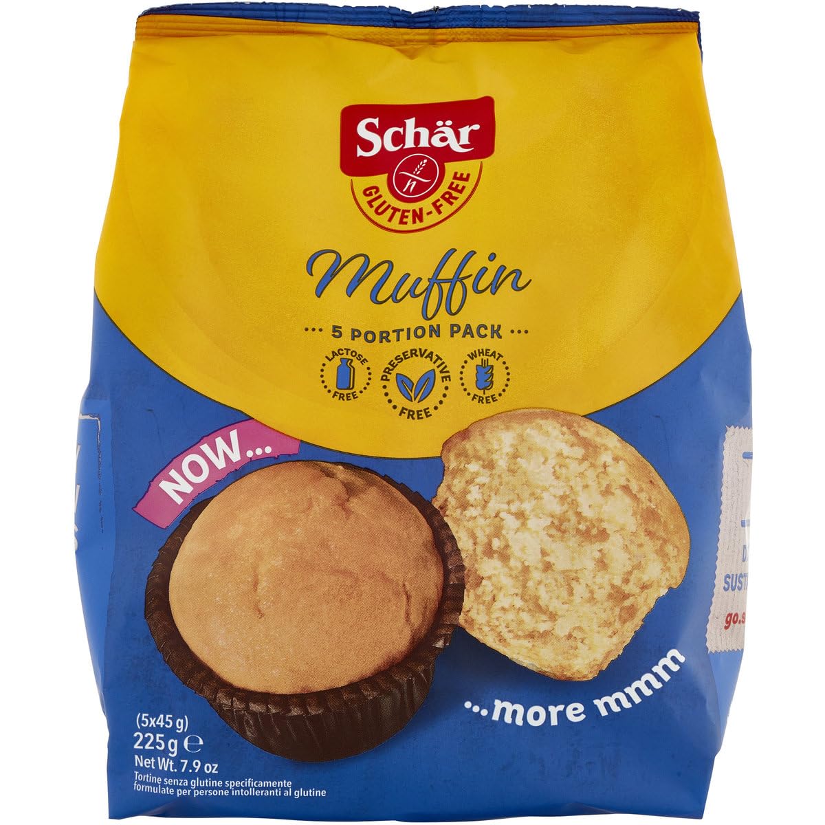 Schar Muffin senza glutine, senza olio di palma e senza conservanti Glutenfreie Muffins, ohne Palmöl und ohne Konservierungsstoffe 4x225gr + Italian Gourmet polpa 400g