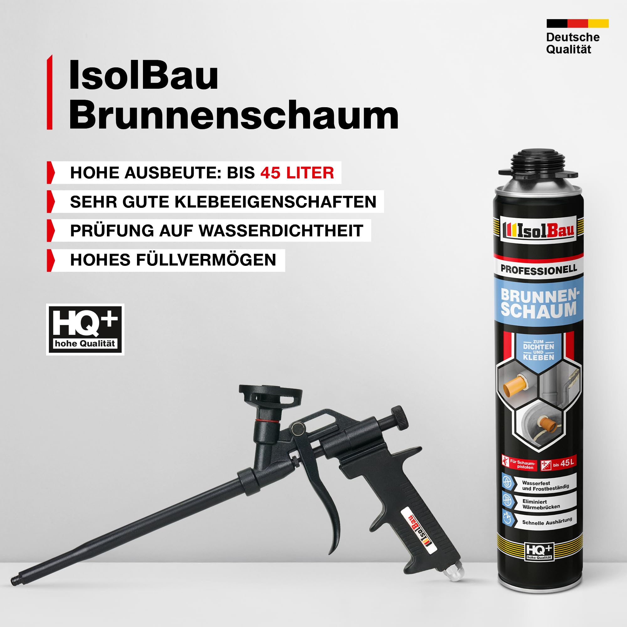 Isolbau - Brunnenschaum 1K Bauschaum Wasserdicht Aussen und Innen - Montageschaum 36 x 750 ml - PU-Schaum - Pistolenschaum Dämmschaum Isolierschaum