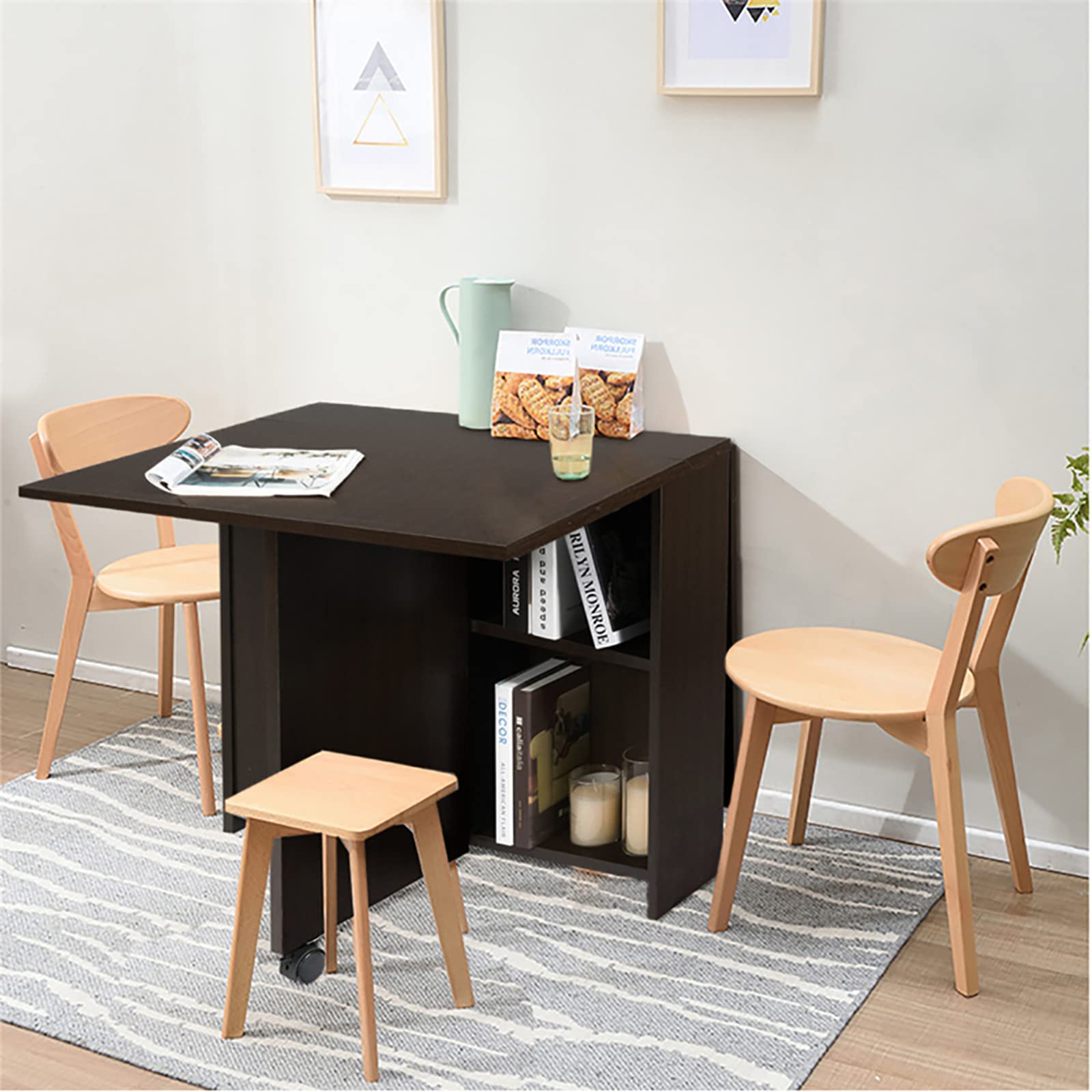 Buy DINAZA Folding Dining Table Drop Leaf Table for Small Spaces with 2