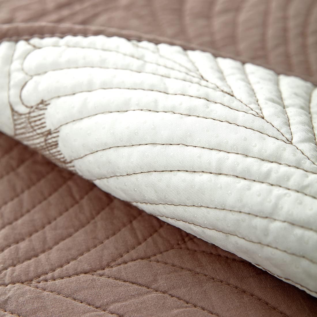 Solid Color Leaf Cotton Quilted Sofa Covers for 3 Cushion Couch Anti-Slip Soft Couch Cover for Dogs Pets Kids Recliner Loveseat L Shaped (Coffee,28''x47'')