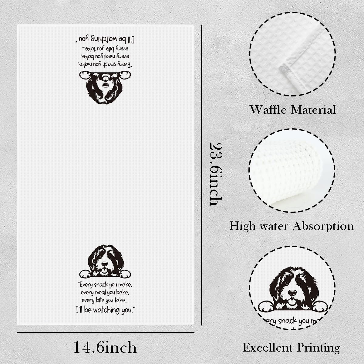 Bernedoodle Dog Kitchen Towels Gifts for Owners Women Men Bernedoodle Lovers Every Snack You Make Every Bite You Take Decor Waffle Weave Dish Towels for Kitchen 14 x 23 Inches - Image 2