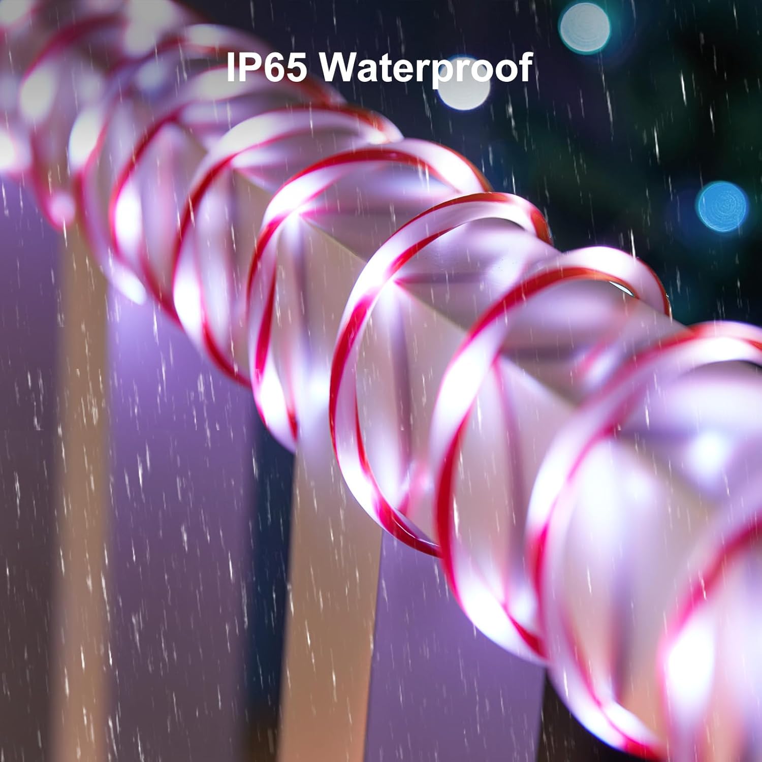 Minetom Christmas Lights Outdoor, 66 FT 400 LED Candy Canes Rope Lights Outdoor with 8 Lighting Modes, Waterproof Christmas Candy Canes Decoration, Rope Lights for Outside Indoor Tree, Pure White