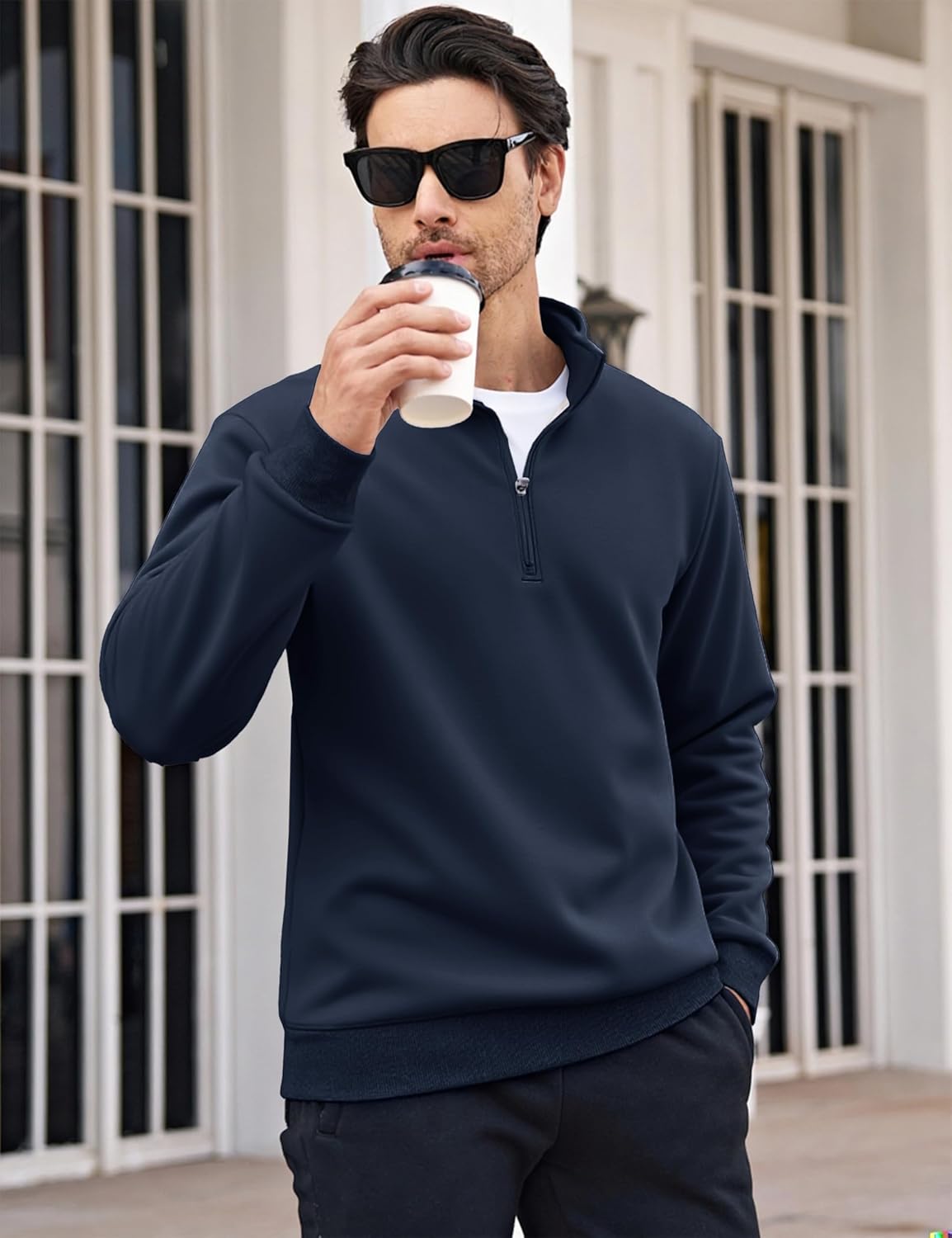 MAGCOMSEN Men's Sherpa Lined Quarter Zip Fleece Heavyweight Pullover Winter Warm Sweatshirts - Image 2