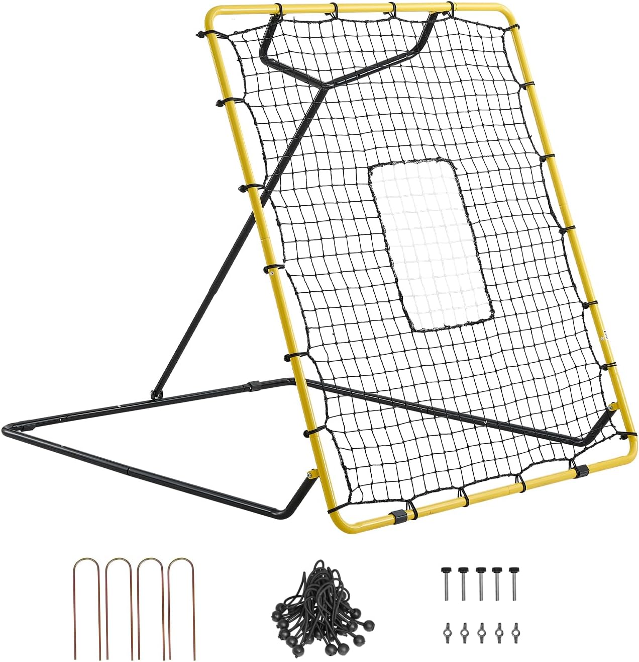 VEVOR Baseball Softball Rebounder Net,Pitch Back Trainer Target,Adjustable with Strike Zone, Steel Frame, Bounce Back Net for Pitching & Fielding Training, Return Practice