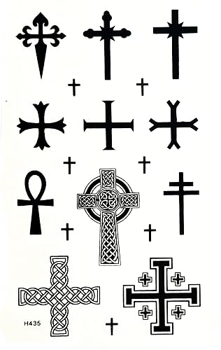 Miniatura 3 de ONCEX Mini 3 Hojas Crucifijo Tatuajes Temporales Mujeres Hombres Arte Impermeable Pegatinas Crucifijo Dibujos Animados Diseños Cuerpo Brazos Piernas