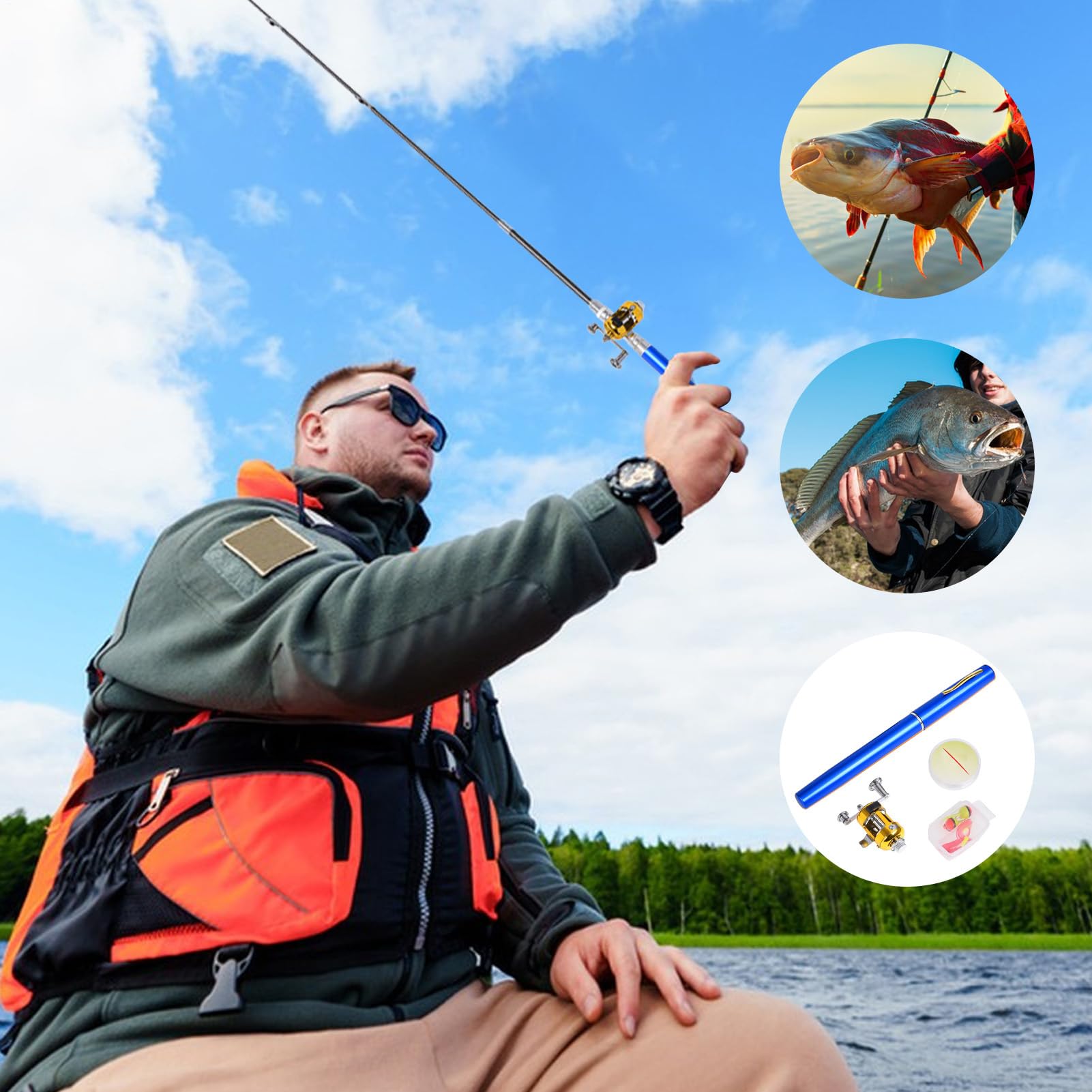 Pocket Pen Fishing Rod, Pen Rod and Reel Combo, Pocket Fishing Rod, Pen Fishing Rods, Small Fishing Pole, Pocket Fishing Pen, Fishing Pen Rod Combo, Compact Fishing Rod, Pen Fishing Rod for Hikers,