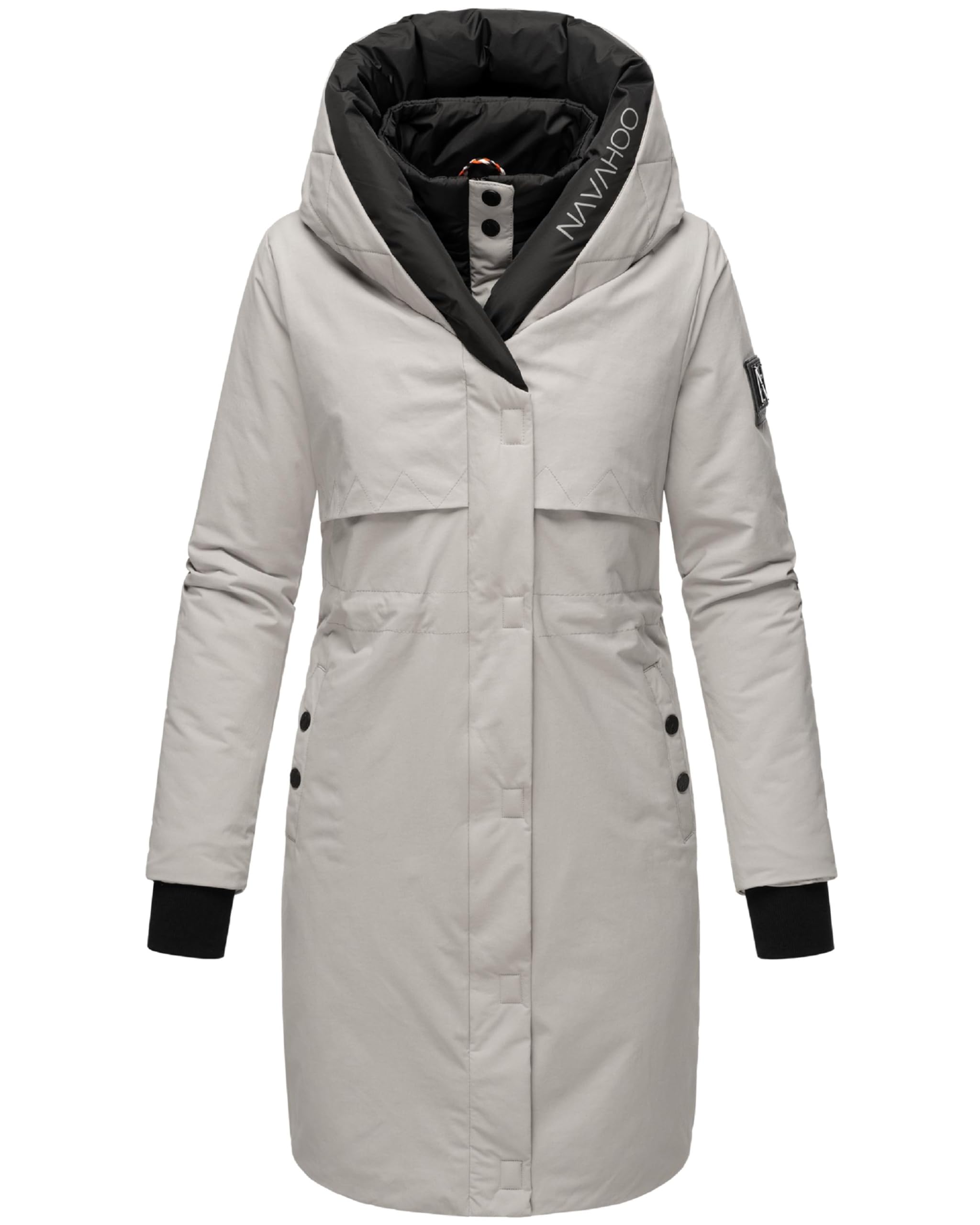 Navahoo Women's Long Warm Winter Quilted Jacket with Hood and Magnetic Elements Snowelf XS-XXL, light grey, XS