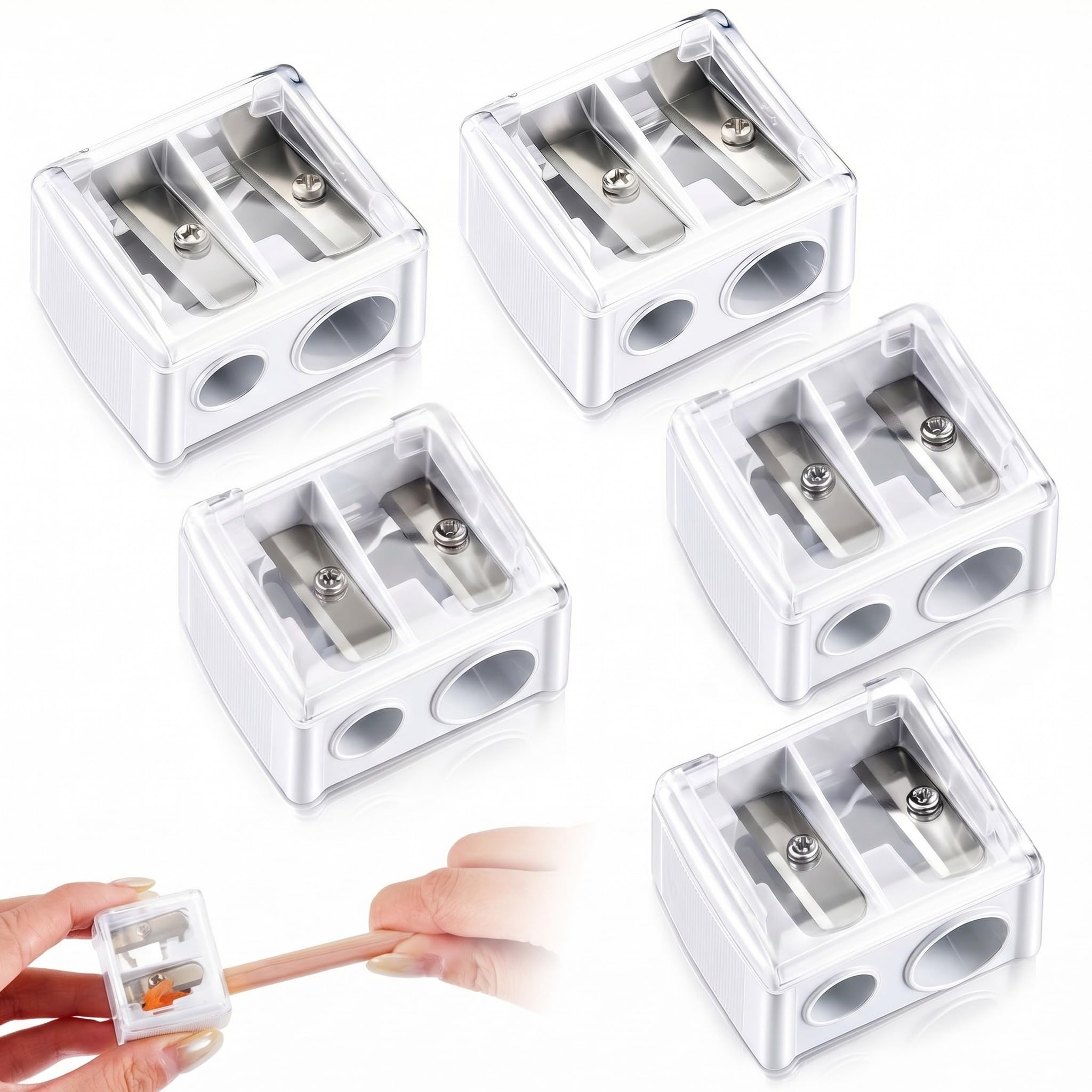 Chuangdi 5 Pcs Makeup Pencil Sharpener for Lip Liner, White,Classic
