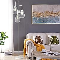 Vista 3 de Lámpara de pie regulable, 3 bombillas LED Edison de 800LM incluidas, lámpara de pie industrial de granja con elegante cabeza de jaula