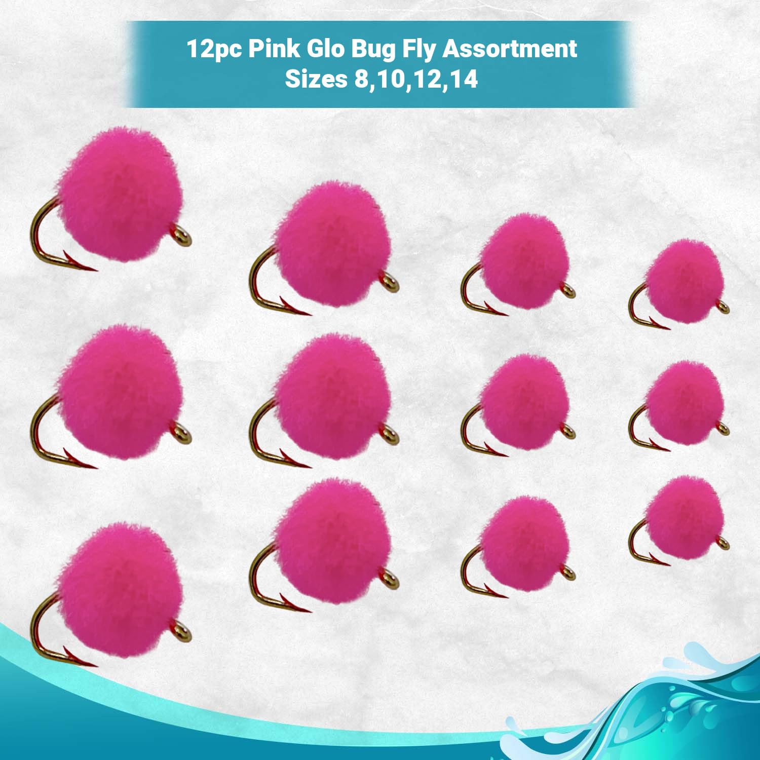 Trout Flies for Fly Fishing | Bead Head Trout & Salmon Eggs, 12pc Fly Fishing Lures in Size 12 | Streamer Flies and Steelhead Flies | Sizes 8,10,12,14