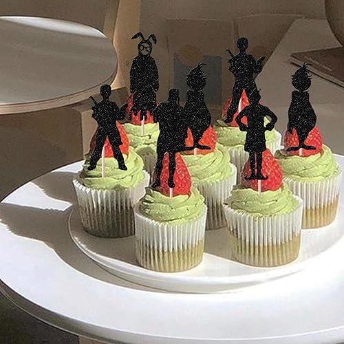 Vista 53 de Rsstarxi Paquete de 30 adornos navideños para cupcakes de hombre de jengibre con purpurina para baby shower, decoración para temática de Feliz