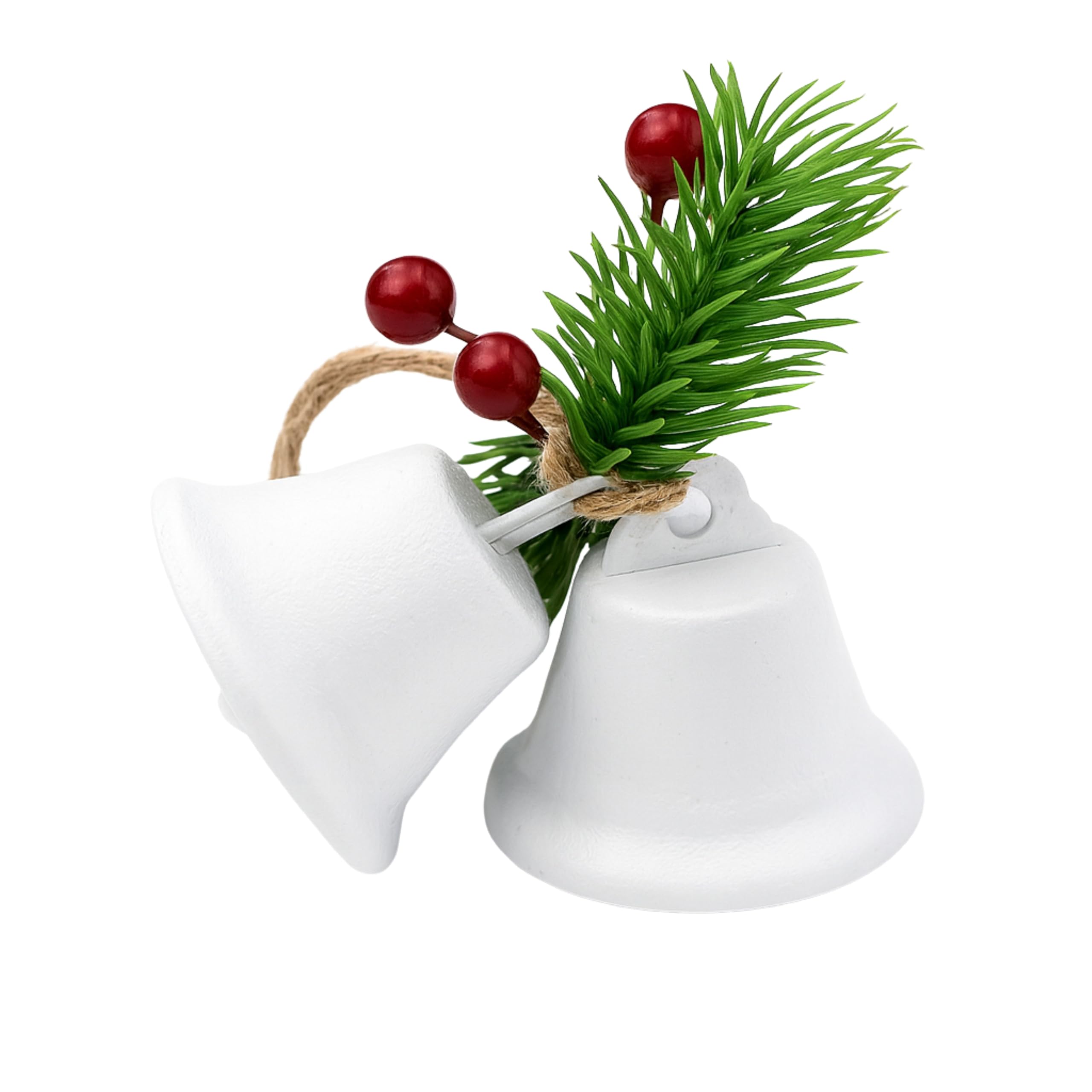 MODOVO Christmas Bell Ornament – Iron PVC-Coated Hanging Decoration for Tree & Home Décor Festive Metal Bells – Durable, Weather-Resistant & Ideal (Snow White)