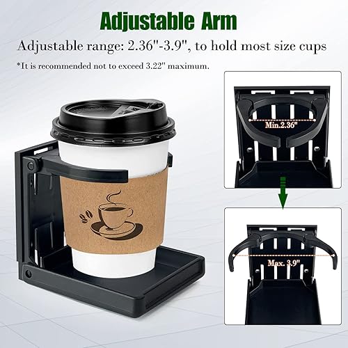Miniatura 3 de Paquete de 4 soportes ajustables plegables para tazas de bebidas, soporte universal para botella de auto, con tornillos y cintas para automóvil,