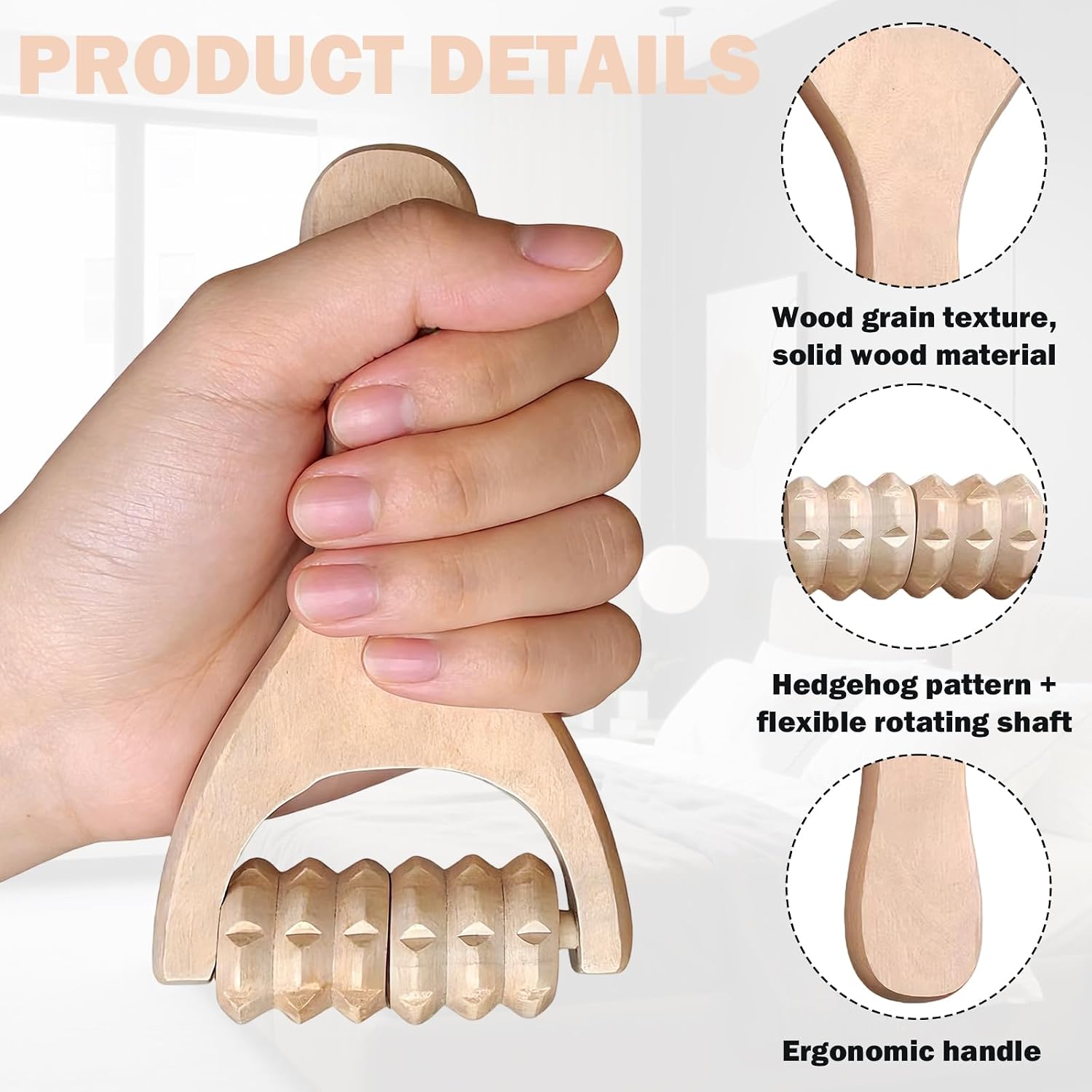 3 Pcs Wooden Massage Roller,Wood Therapy Massage Tools,Wooden Massage Tools,Wooden Massage Roller,Massage Roller Stick,Muscle Roller Stick for Relaxes Thigh, Leg, Hands Full Body Muscle Men Women