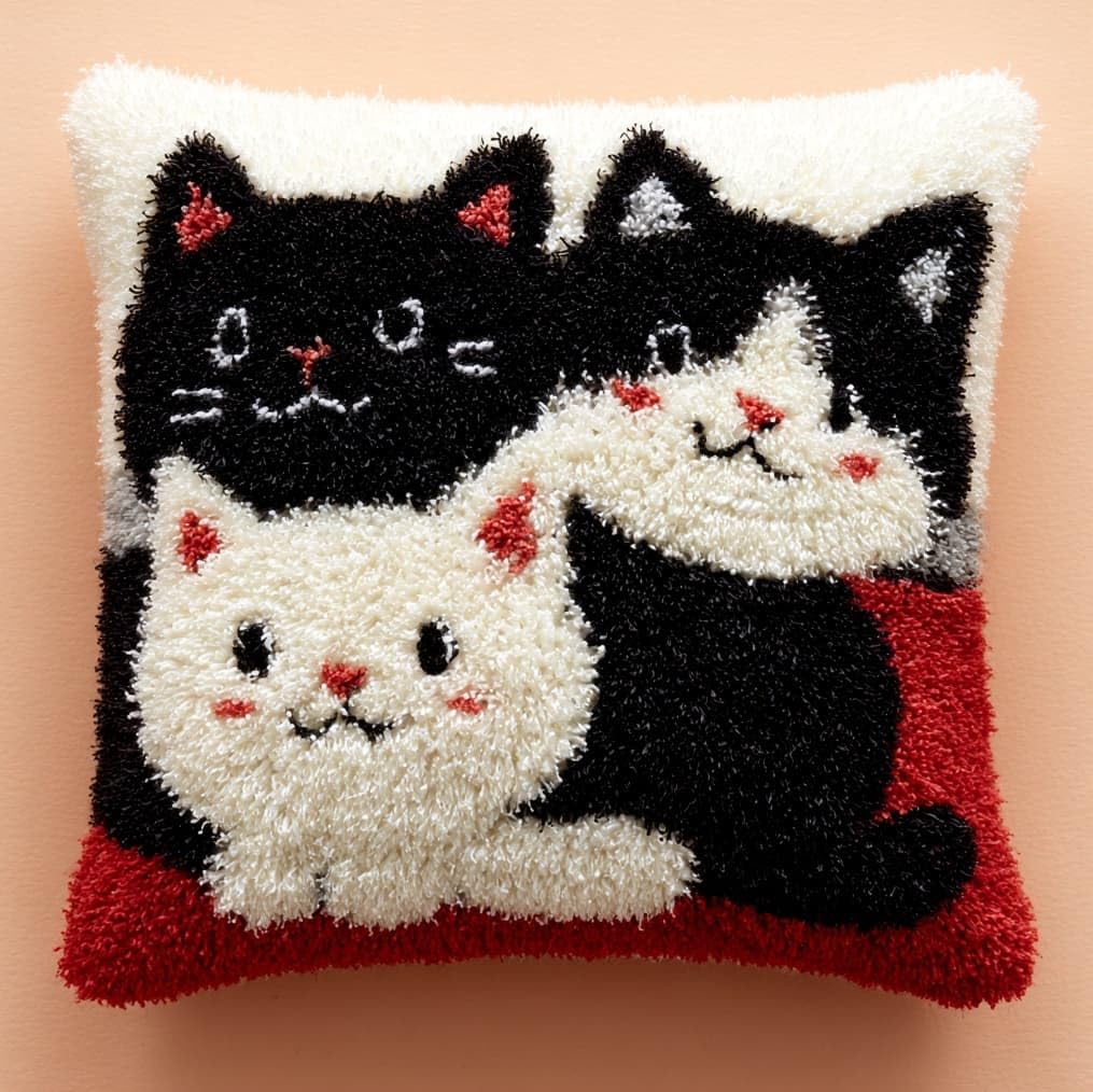 AxiangziK DIY Latch Hook Pillow Kit,Cute cat