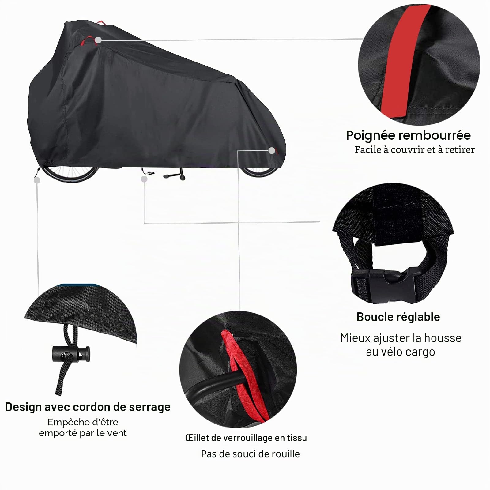 Bâche de protection pour vélo de chargement, en Oxford 420D, imperméable, résistante à l'hiver, à la poussière, à la pluie, aux UV