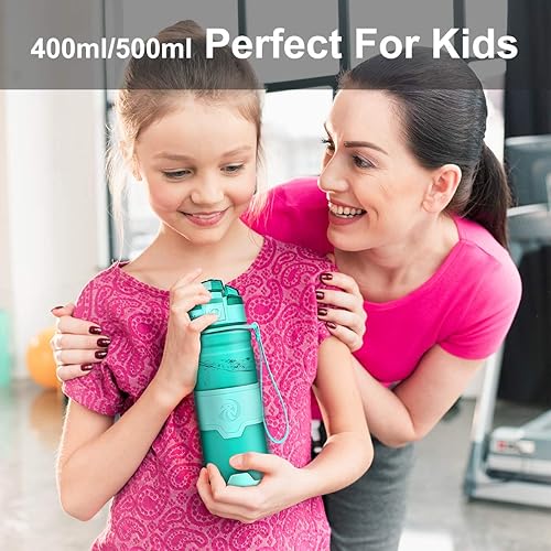 Vista 7 de Botella de agua deportiva Zorri, 13.5, 17, 23.6 onzas, sin BPA, a prueba de fugas, ligera, para exteriores, campamento, ciclismo, fitness, gimnasio