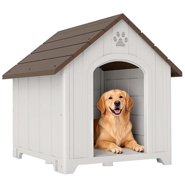 PawHut Caseta para Perros Exterior Impermeable 88x79x89 cm Marrón Oscuro