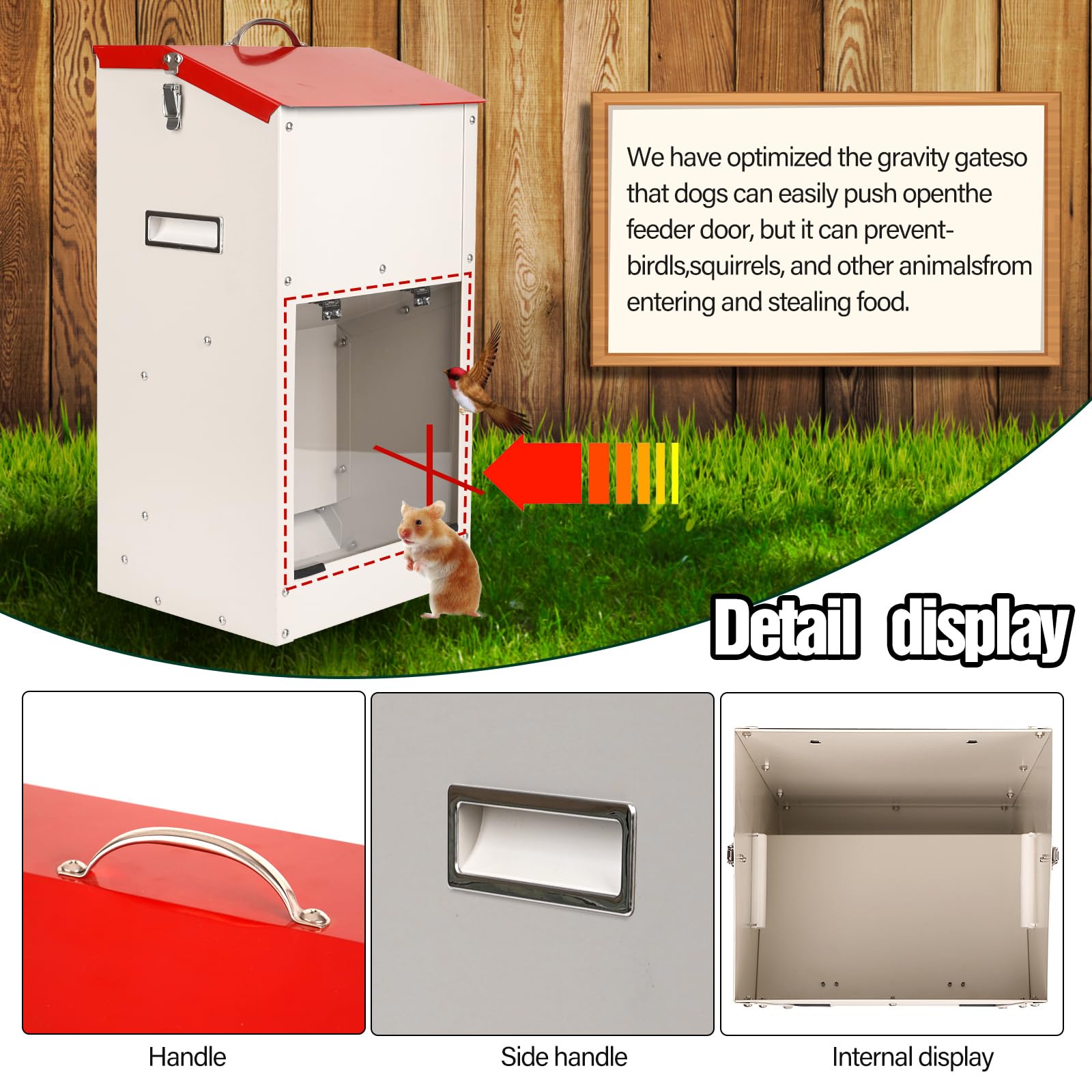 Comedero automático para perros, capacidad de 25 libras, con tapa para proteger la comida, diseño a prueba de roedores, adecuado para uso al aire libre