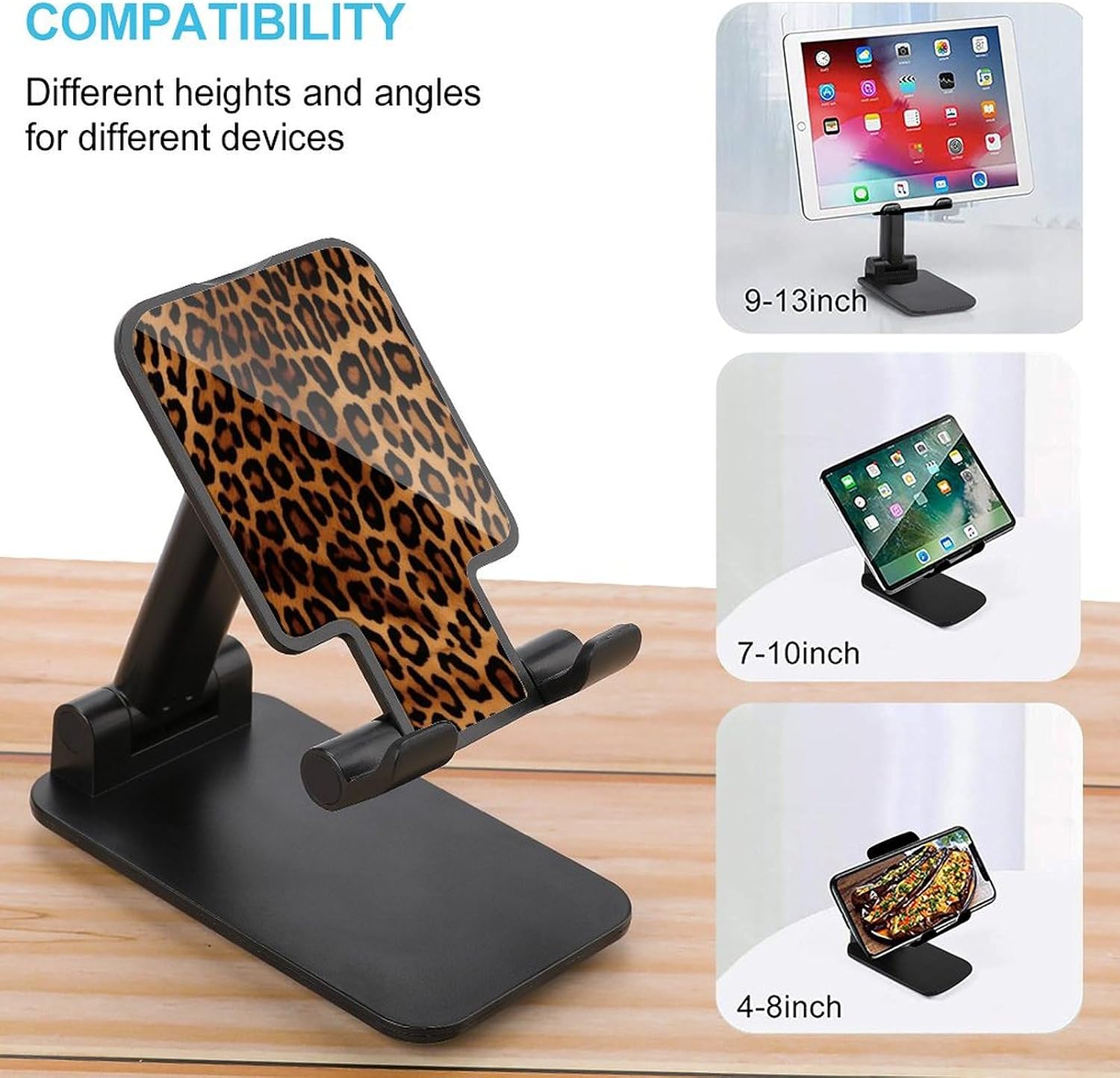 Cell Phone Stand,Cool Cheetah Leopard Print Phone Holder,Mobile Phone Holder,Desktop Adjustable Phone Holder