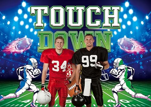 Miniatura 4 de Fondo de campo de fútbol de 7 × 5 pies para retocar fondo de competición de fútbol americano Spotlight Trofeo Hombre Niño Cumpleaños Fotografía Fondo