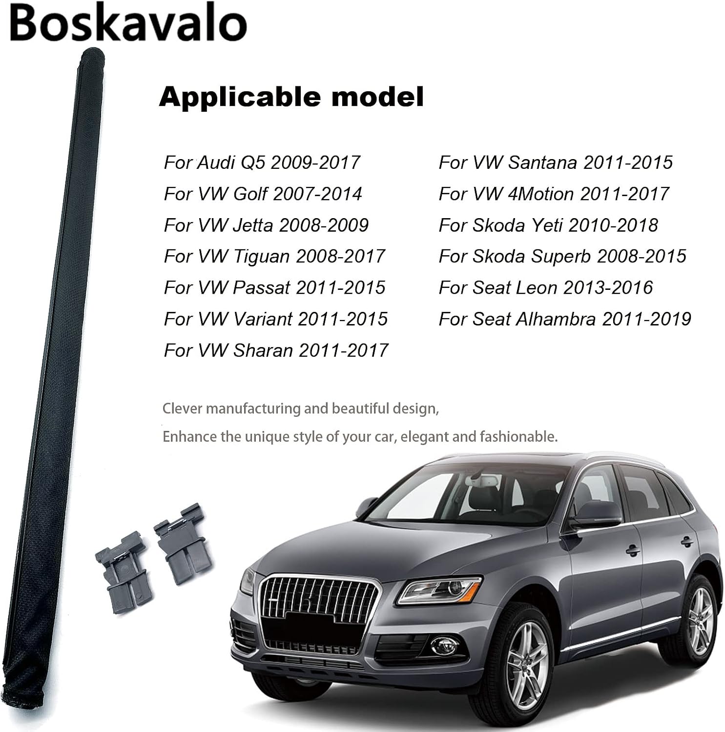 Panoramic Sunroof Sunshade Shade Curtain Cover for VW Jetta Golf Tiguan Audi Q5 1K9877307B Single Cloth (Black, 1)