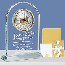 Top-spring 60th Wedding Diamond for Couple, Parents & Grandparents, Desk Quartz Clock With Card, Crystal Gifts & 60th Wedding Anniversary Decorations (60th Anniversary)