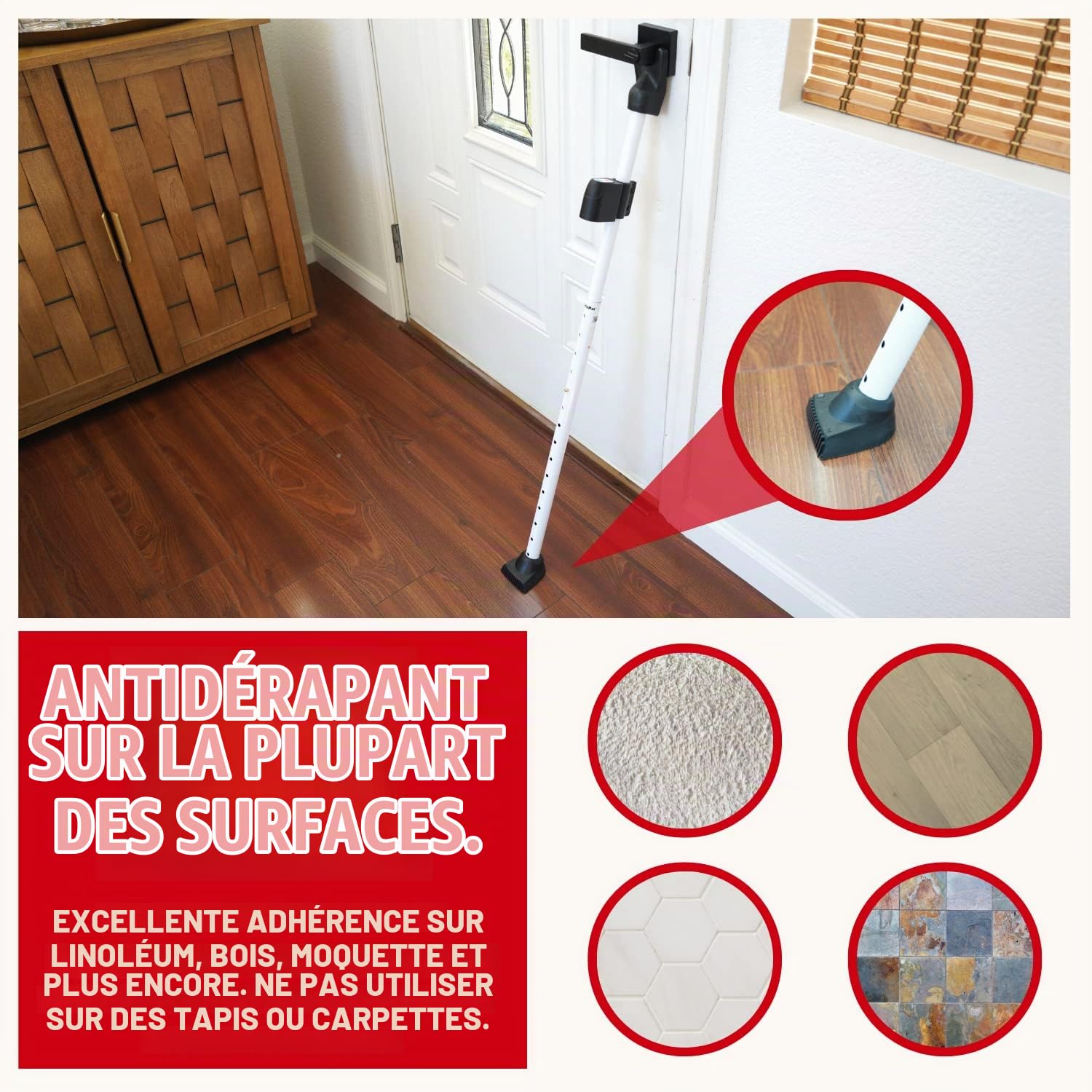 Securityman Barre de sécurité pour porte avec alarme | Sécurité de porte coulissante | Butée de porte (alarme extra forte de 120 dB) Profitez de la tranquillité d'esprit avec un bâton d'alarme durable