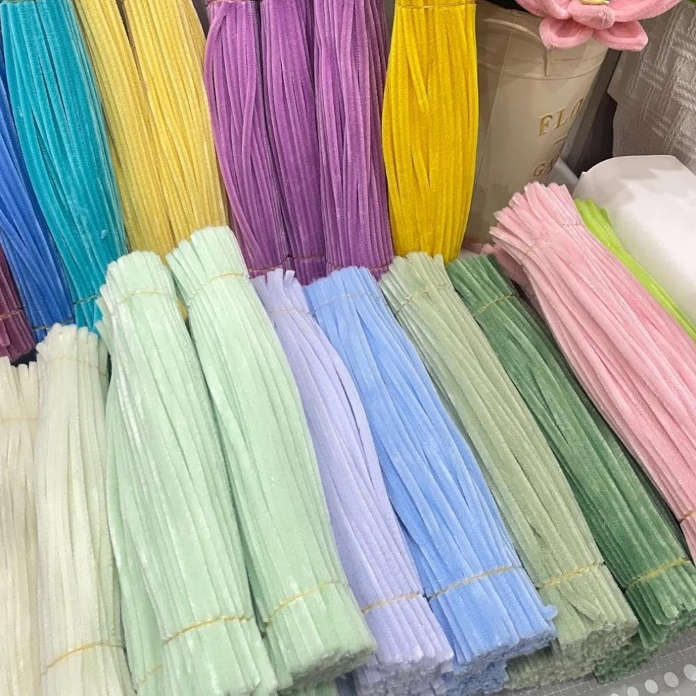 Pastel Multicolour Pipe Cleaner Chenille Stems for DIY Craft Flowers, 100 Pieces, Flexible Wire and Chenille Material-image-10