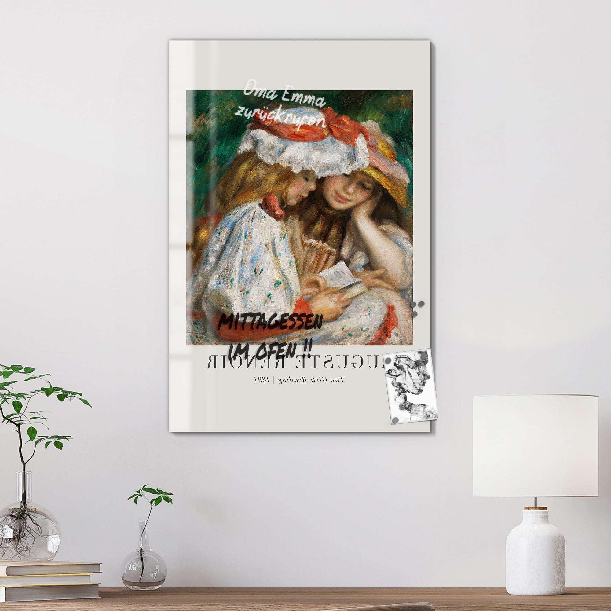 DEQOART Pizarra magnética de cristal, 60 x 90 cm, diseño de páginas comunes, pizarra magnética de cristal, incluye imanes, bolígrafo y paño para cocina y oficina, pizarra magnética y se puede escribir