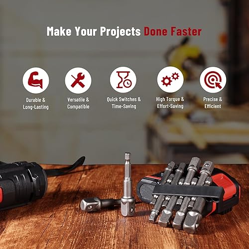 Miniatura 4 de Katerk Cool Stuff - Juego de 10 adaptadores de enchufe de impacto, adaptador de enchufe de destornillador de impacto, rellenos de calcetines para