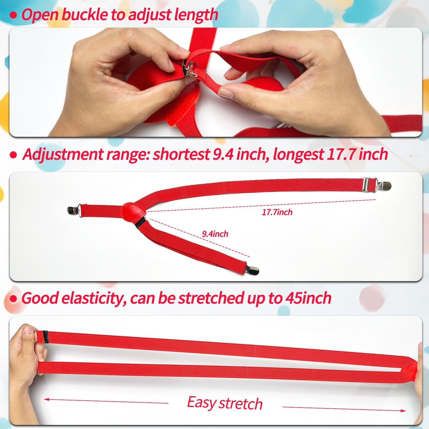 Adjustable Kid's Suspenders and Bow Tie Set - Classic Red Suspenders & Bowtie for Boys & Girls, Fits 6 Months to 7 Years - Perfect for Daily Wear, Photoshoots, and Special Occasions