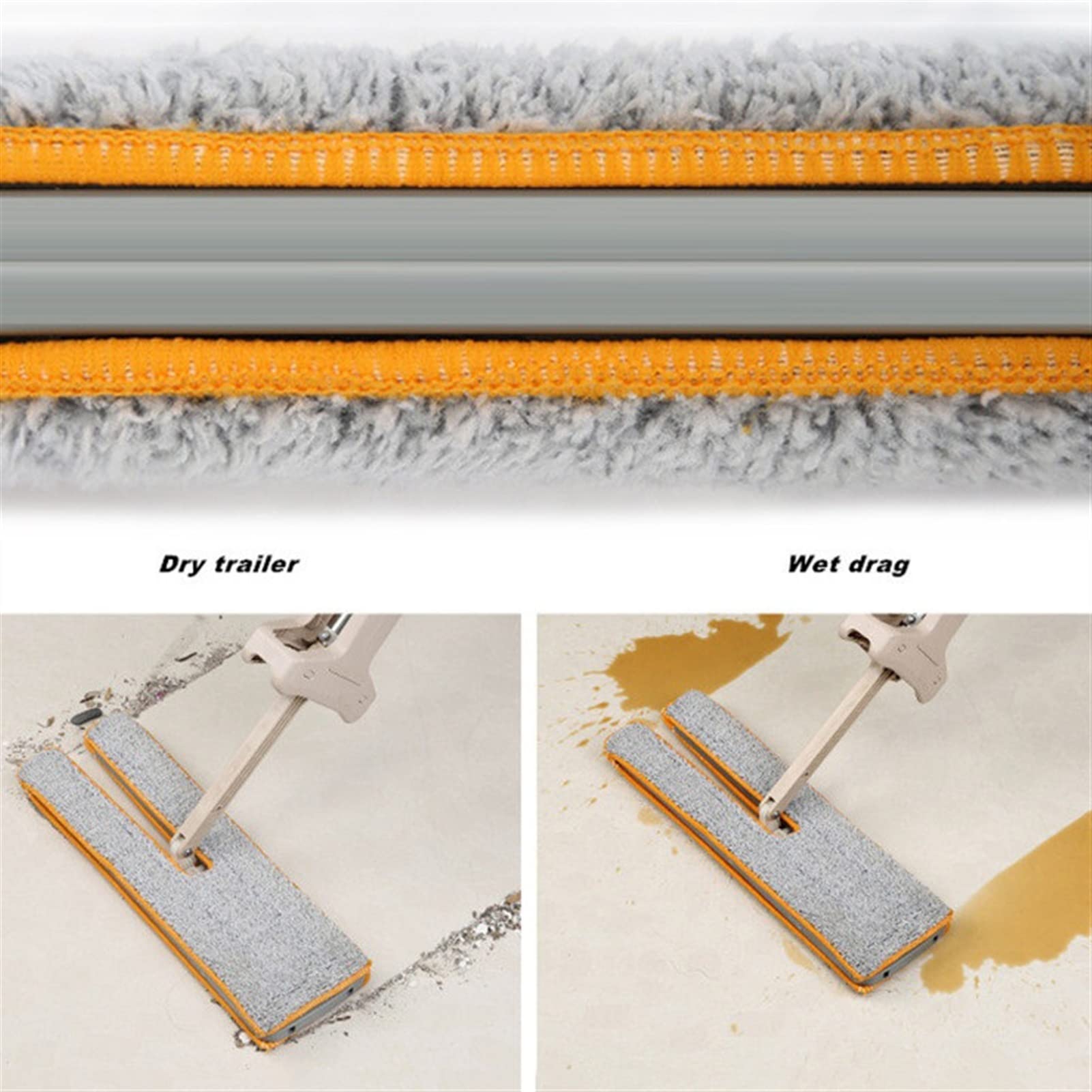 Fregona Piso mágico Plana de Doble Cara Que se rehorta el Piso de Madera Dura 360 Fregadero de la Microfibra Manos Libres con 4 Almohadillas Lavables de Microfibra Mopa Fregona