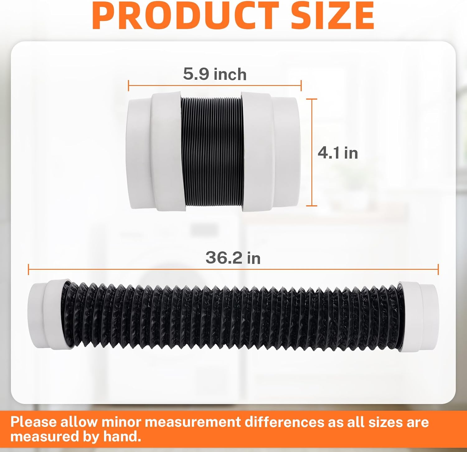 Dryer Vent Hose 4 Inch 3FT, Heavy Duty 6-Layer Flexible Aluminum Dryer Duct for Tight Spaces, Heat Resistant Dryer Exhaust Hose Kit with 2 Stainless Steel Clamps