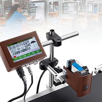 Industrial Inkjet Printer, in-Line Inkjet Coder for Date Coding, QR Code, Barcode, Batch Number, Label and Image Printing, 12.7mm/25.4mm