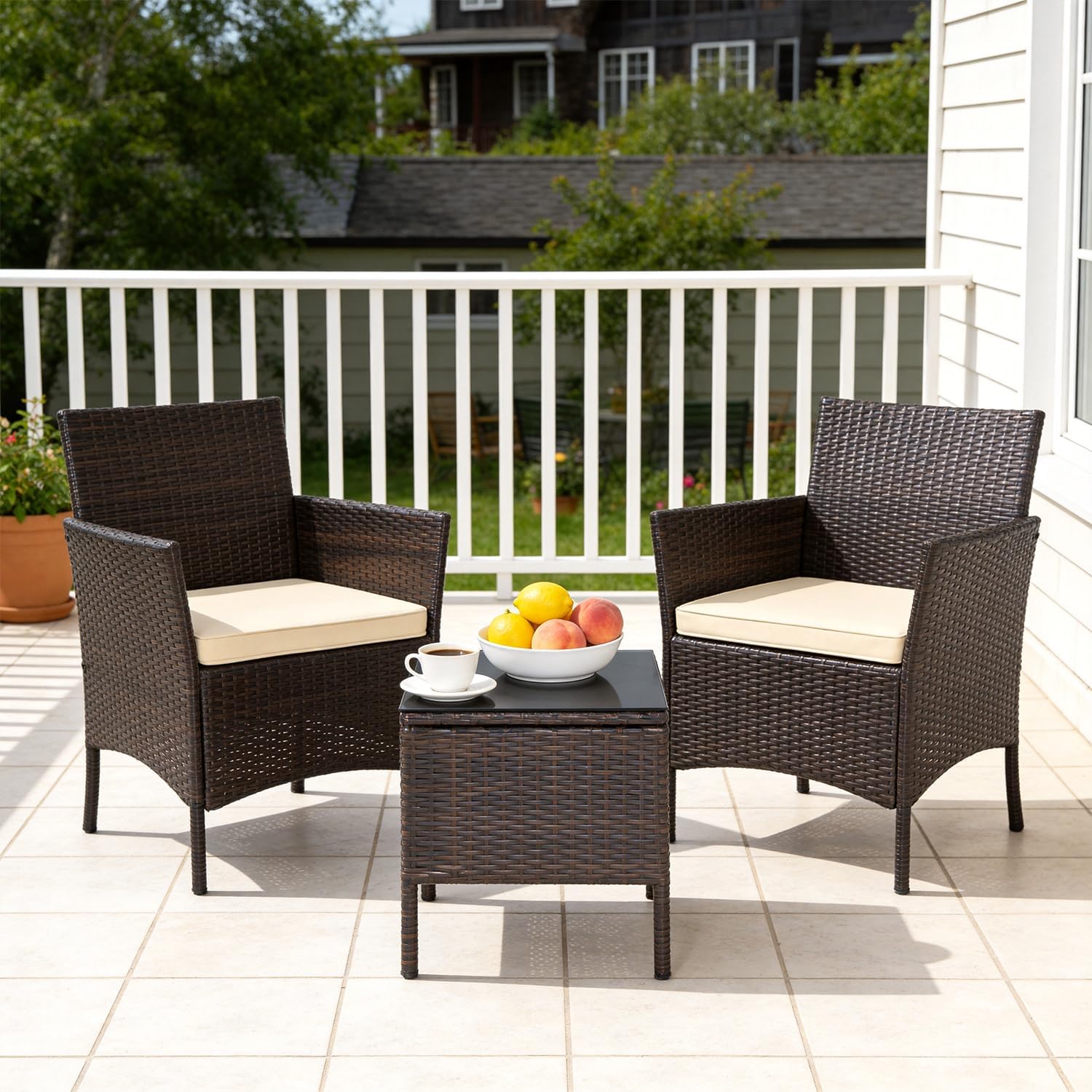 Bistro Table Set Patio Bistro Set 3 Piece Patio Set Patio Rocking Chairs Outdoor Glider Chair Steel Front Porch Balcony Seating Apartment Outdoor Conversation