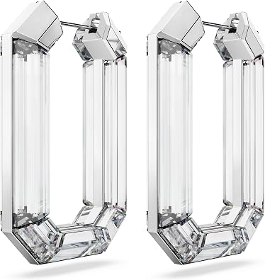 Swarovski Lucent Hoop Earrings, Statement, Octagon Shape, Clear
