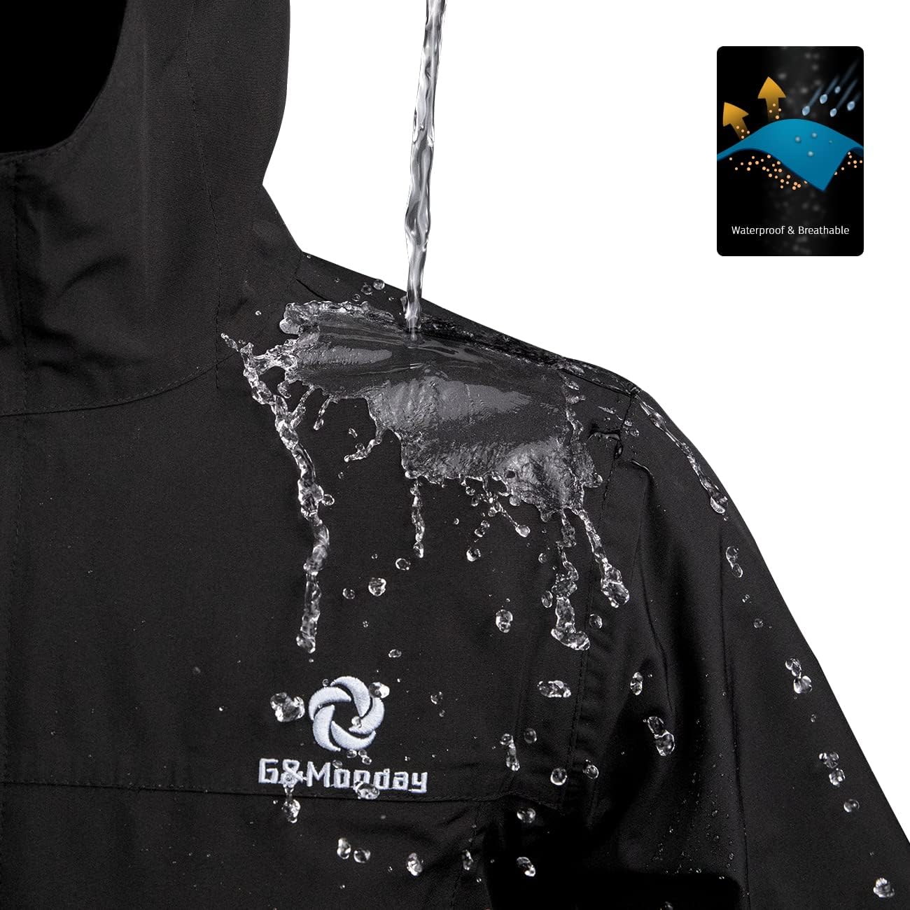 Miniatura 3 de G&Monday Men's Rain Jacket Waterproof Packable Raincoat Hooded Lightweight Shell Jacket Outdoor for Hiking Golf Daily Wear