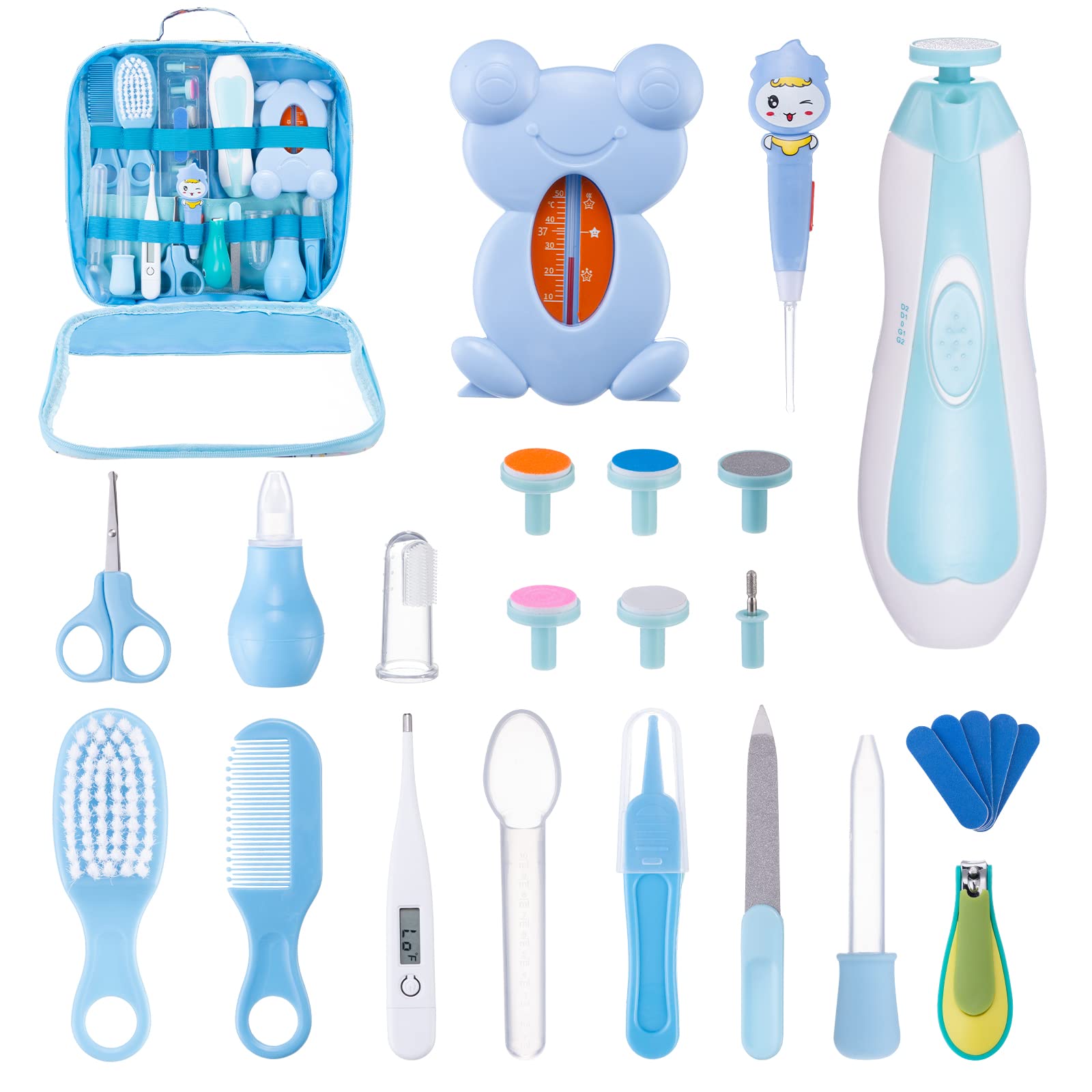 Baby Grooming Kit, 25 in 1 Baby Care Kit, Baby Healthcare and Grooming Kit with Baby Nail Trimmer Electric, Hair Brush, Comb for Newborn Boy, Girl, Infant, Toddlers, Baby Shower Gifts