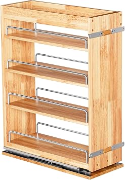 4 Tier Pull Out Spice Rack Holder Shelves 6.5" W x 22" D, spice organization for cabinet Storage Organization, pull out spice racks for inside cabinets