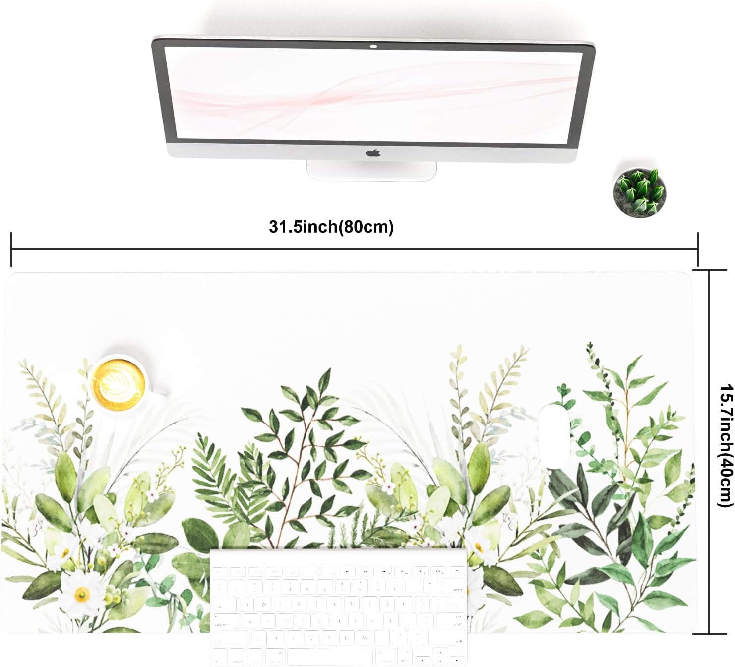 Colorful Star Large Mouse Pad, Green Leaves Waterproof Office Desk Mat, Non-Slip Computer Gaming Mouse Pad, XXL PC Laptop Protector Pads, PU Leather Desk Writing Pads for Office Home, 31.5" x 15.7" - Image 8