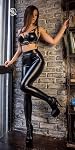 CFR Faux Leather Leggings for Women Stretch Skinny Pleater Pants Tummy Control High Waist Tights Butt Lift Club Night
