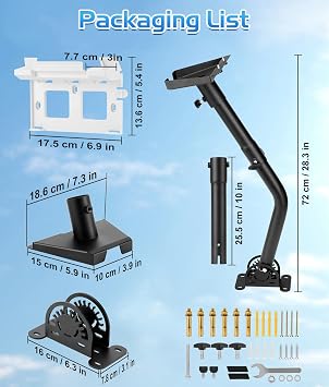 Starlink Mount Gen 3, Adjustable Starlink Gen 3 Pole Adapter with 2-in-1 Router Mount, 28.3 Starlink Mounting Kit, Wall/Roof/Eve Mount, 360° Rotatable All Metal