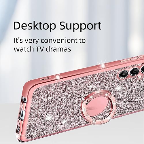 Miniatura 5 de KuDiNi Funda para Samsung A14 0.18 oz, Galaxy A14 0.18 oz Case para mujer con purpurina de cristal suave TPU transparente de lujo Bling linda funda