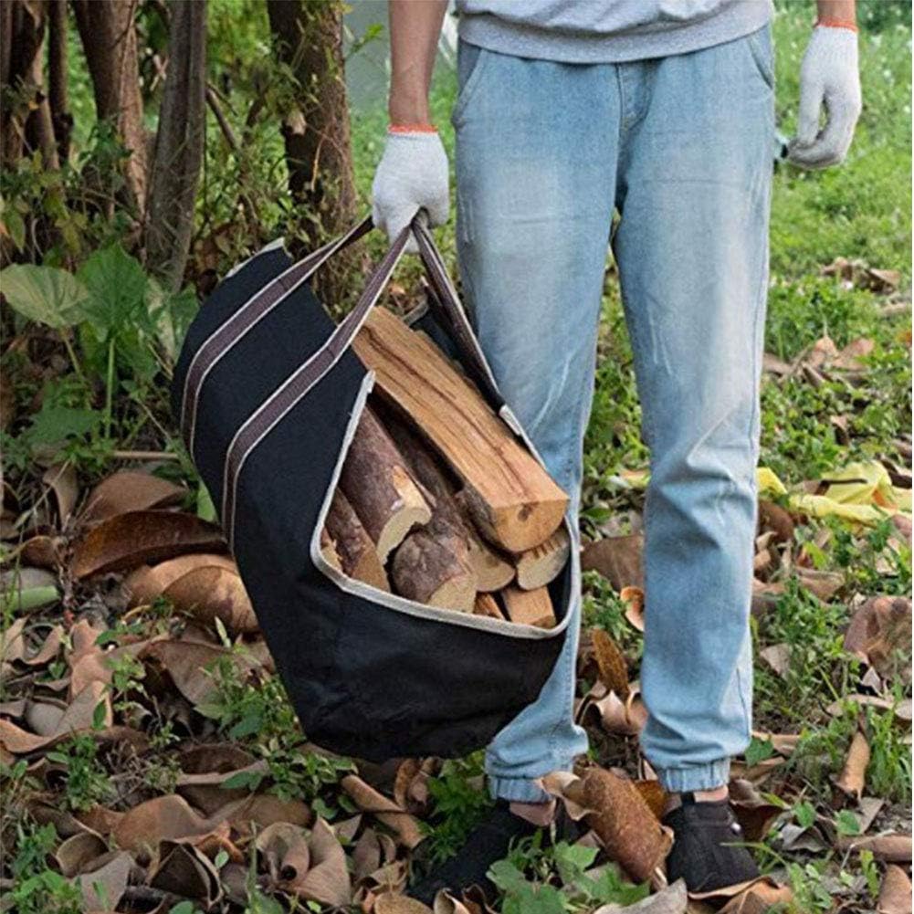 Indoor Closed Log Tote Bag Carrier,Fireplace Firewood Totes Log Holders with Handles,Canvas Round Woodpile Rack Fire Wood Carriers for Outdoor Hearth Stove,#3 (Color : #1) (#1)