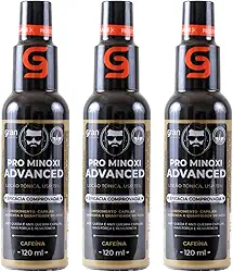 Kit 3 Tônico Pro Minoxi Advanced 120ml Gran Cosmética Antiqueda e Crescimento de Barba Cabelo e Sobrancelha Preenchimento de Falhas