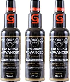 Kit 3 Tônico Pro Minoxi Advanced 120ml Gran Cosmética Antiqueda e Crescimento de Barba Cabelo e Sobrancelha Preenchimento de Falhas