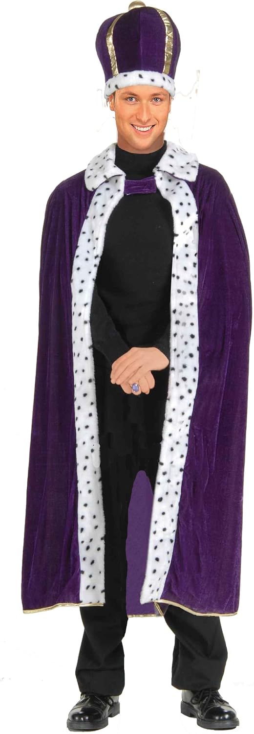 Forum Novelties 61300 King Robe and Crown Set Medieval/Renaissance Adult Costumes, AdultMale, Purple, One Size